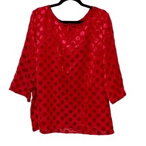 RSVP Talbots Dopamine Dressing Polka Dot‎ Blouse Womens Size 3XP Party Holiday